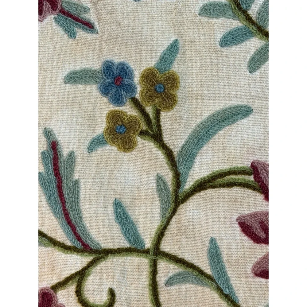 VTG Handmade Crewel Embroidery Floral Bag / Pillowcase - Colorful!